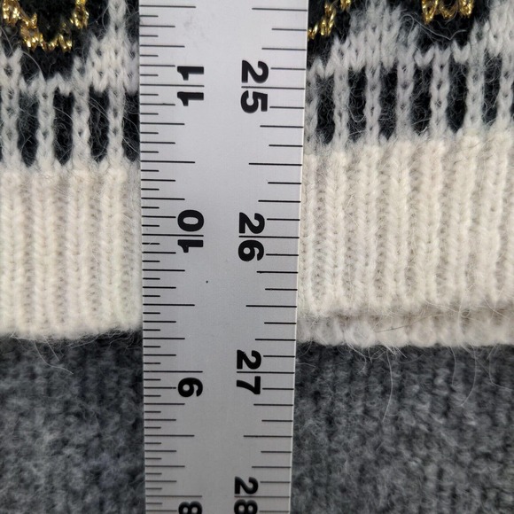 Bramble Lane Women's Pullover Sweater White Gold Medium Metallic Shoulder Pads - Picture 11 of 12